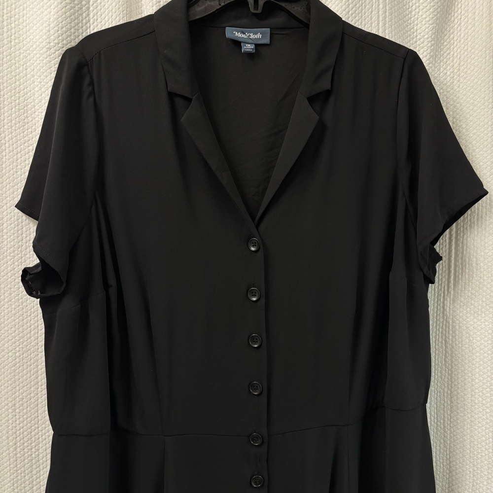 ModCloth button front black dress size 1x see description - Picture 2 of 8